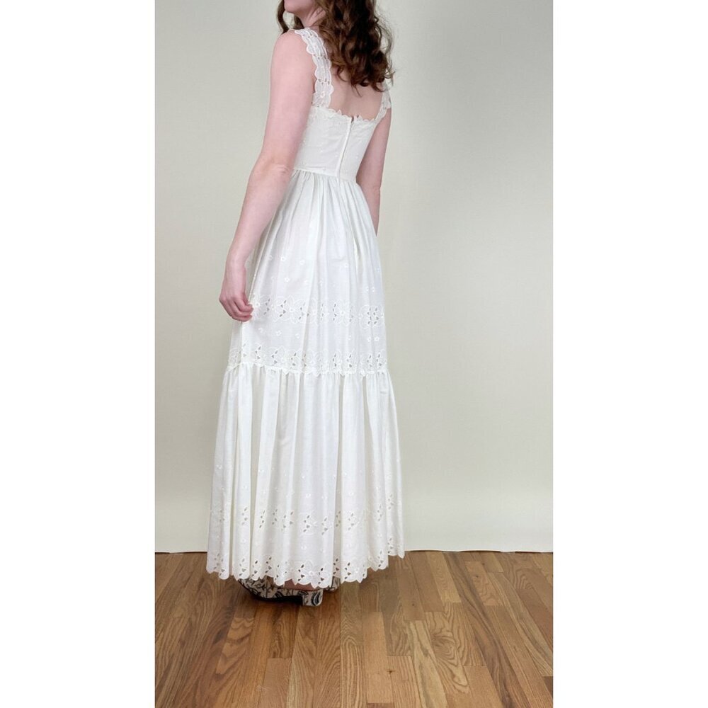 Vintage Union Made Wedding Dress Maxi Cottagecore Regency Boho Coastal 70s 1970s - Picture 5 of 12
